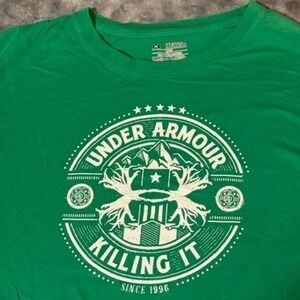 Under Armour Mens Killing It Since 1996 HeatGear Green Graphic T-Shirt 2XL Loose